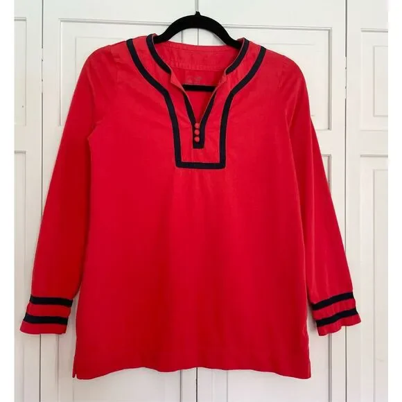Vineyard vines red with navy trim blouse xs - Picture 3 of 9
